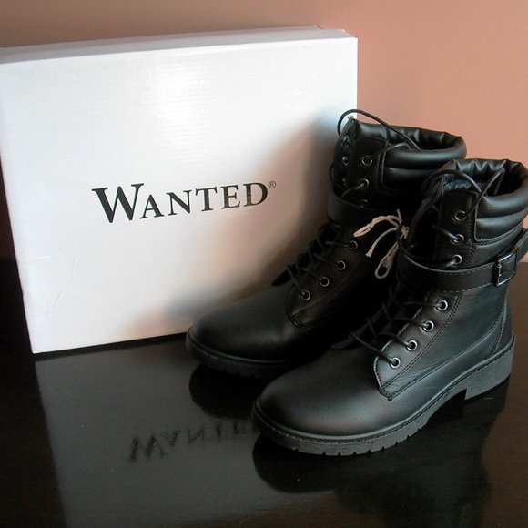 NEW Lord & Taylor Wanted womens 6.5 black combat boots grunge cosplay goth punk - Picture 2 of 13